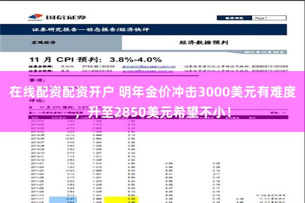 在线配资配资开户 明年金价冲击3000美元有难度，升至2850美元希望不小！